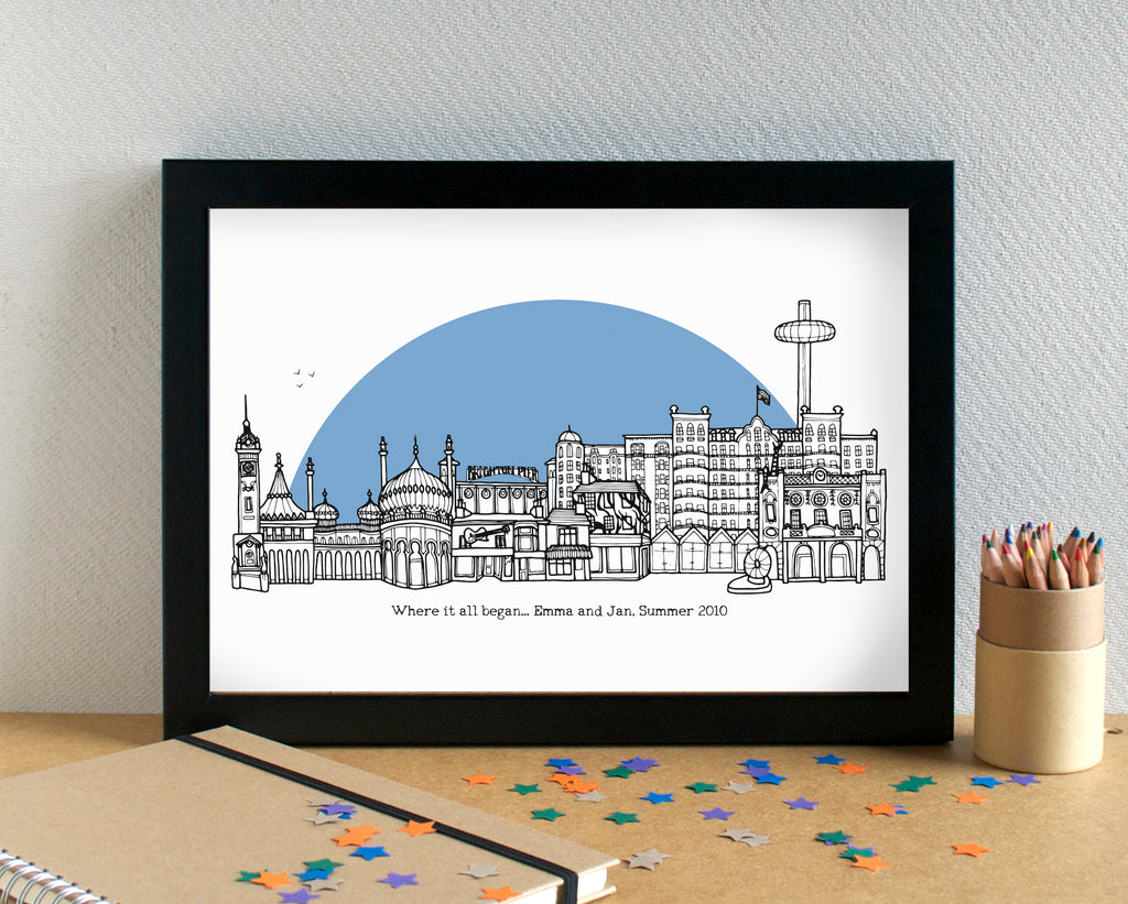 Brighton Skyline Landmarks Art Print - can be personalised