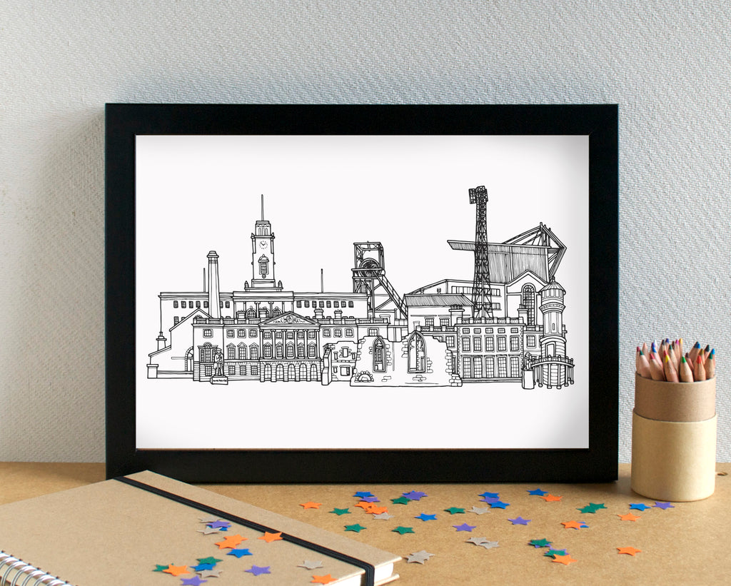 Barnsley Skyline Landmarks Art Print - can be personalised – BeckaGriffin