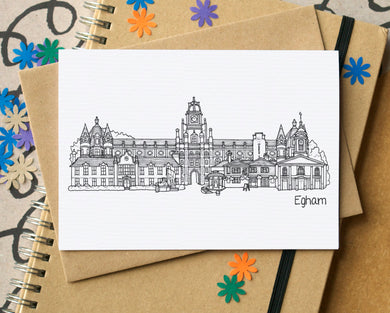 Egham Skyline Landmarks Greetings Card