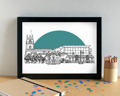 Huyton Skyline Landmarks Art Print - can be personalised