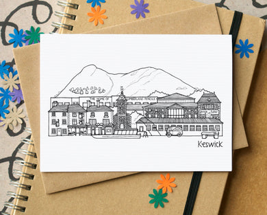 Keswick Skyline Landmarks Greetings Card