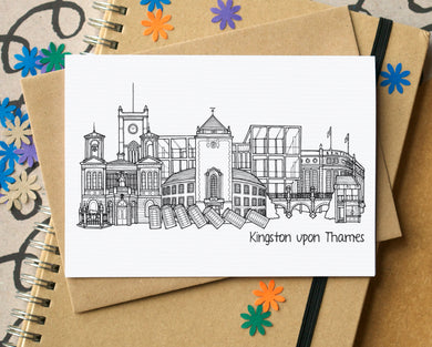 Kingston upon Thames Skyline Landmarks Greetings Card