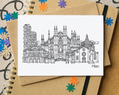 Milan Skyline Landmarks Greetings Card