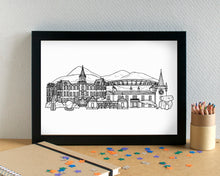 Newcastle Co Down Skyline Landmarks Art Print - can be personalised - unframed