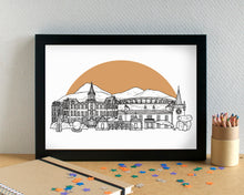 Newcastle Co Down Skyline Landmarks Art Print - can be personalised - unframed