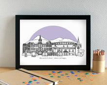 Newcastle Co Down Skyline Landmarks Art Print - can be personalised - unframed