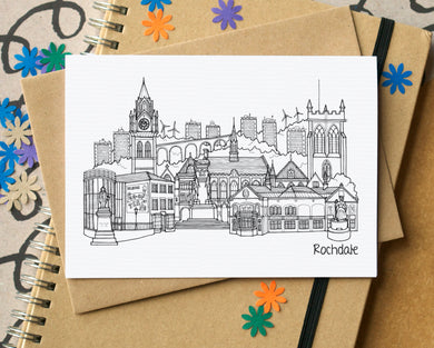 Rochdale Skyline Landmarks Greetings Card