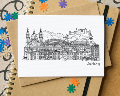 Salzburg Skyline Landmarks Greetings Card