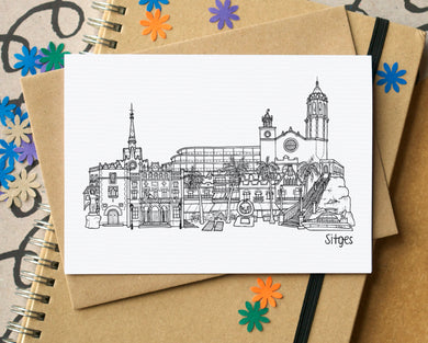 Sitges Skyline Landmarks Greetings Card