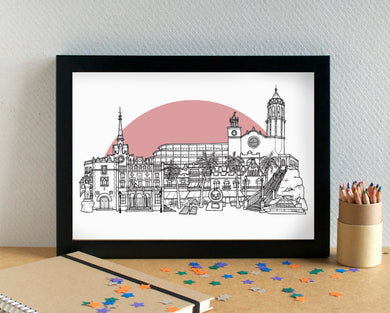 Sitges Skyline Landmarks Art Print - can be personalised