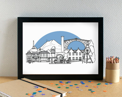 Telford Skyline Landmarks Art Print - can be personalised - unframed