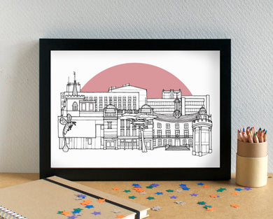 Watford Skyline Landmarks Art Print - can be personalised