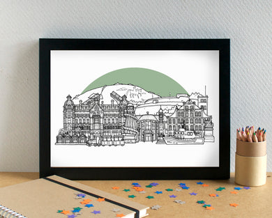 Weymouth Skyline Landmarks Art Print - can be personalised