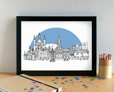 Winchester Skyline Landmarks Art Print - can be personalised