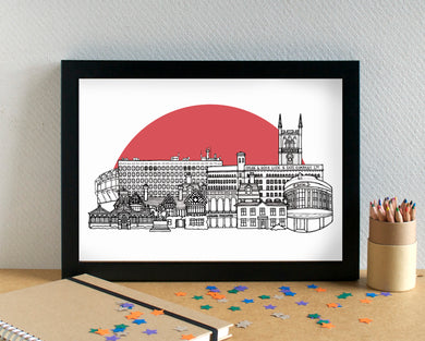 Wolverhampton Skyline Landmarks Art Print - can be personalised