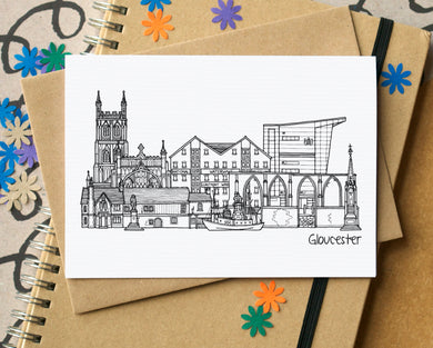 Gloucester Skyline Landmarks Greetings Card