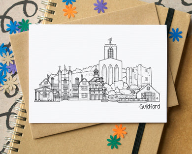 Guildford Skyline Landmarks Greetings Card