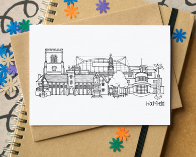 Hatfield Skyline Landmarks Greetings Card