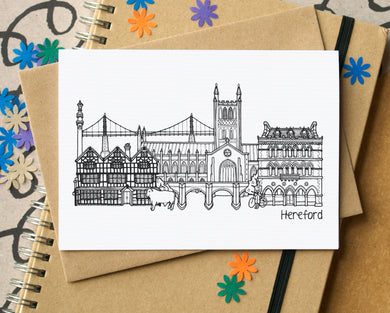 Hereford Skyline Landmarks Greetings Card