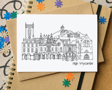 High Wycombe Skyline Landmarks Greetings Card