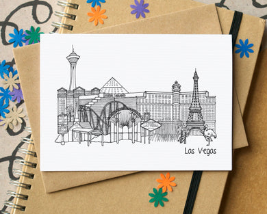 Las Vegas Skyline Landmarks Greetings Card