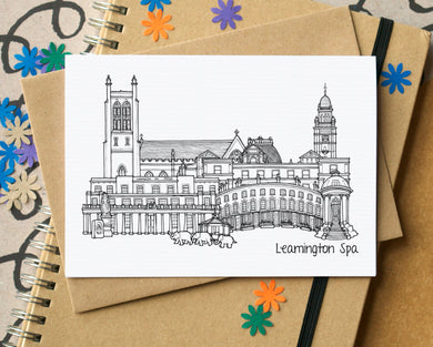 Leamington Spa Skyline Landmarks Greetings Card