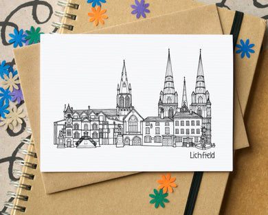 Lichfield Skyline Landmarks Greetings Card