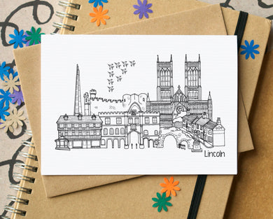 Lincoln Skyline Landmarks Greetings Card