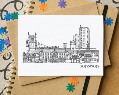 Loughborough Skyline Landmarks Greetings Card