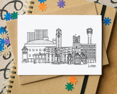 Luton Skyline Landmarks Greetings Card