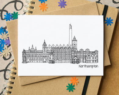 Northampton Skyline Landmarks Greetings Card