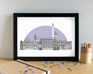 Northampton Skyline Landmarks Art Print - can be personalised - unframed