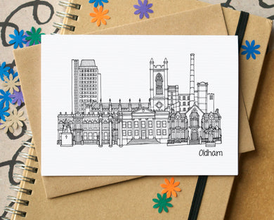 Oldham Skyline Landmarks Greetings Card