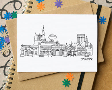 Ormskirk Skyline Landmarks Greetings Card