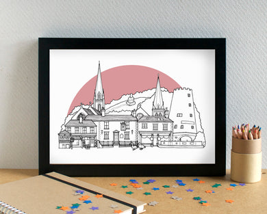 Parbold Skyline Landmarks Art Print - can be personalised - unframed