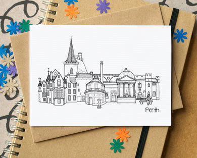 Perth Scotland Skyline Landmarks Greetings Card