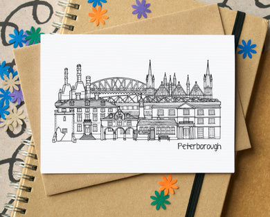 Peterborough Skyline Landmarks Greetings Card