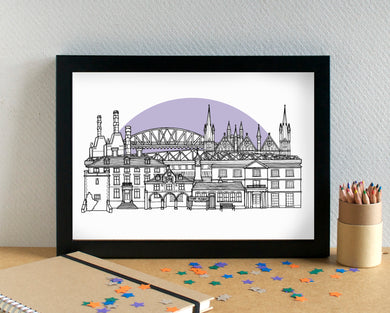 Peterborough Skyline Landmarks Art Print - can be personalised - unframed