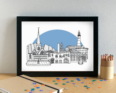 Plymouth Skyline Landmarks Art Print - can be personalised