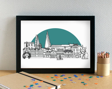 Poole Skyline Landmarks Art Print - can be personalised