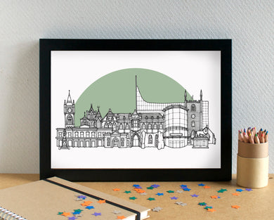 Reading Skyline Landmarks Art Print - can be personalised