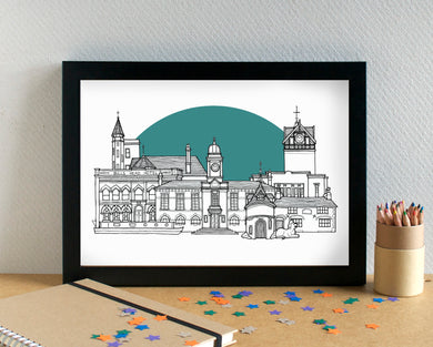 Sale Greater Manchester Skyline Landmarks Art Print - can be personalised - unframed