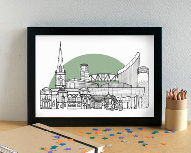 Salford Skyline Landmarks Art Print - can be personalised