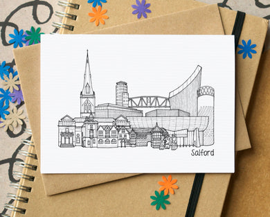 Salford Skyline Landmarks Greetings Card