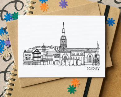 Salisbury Skyline Landmarks Greetings Card