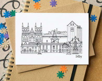 Selby Skyline Landmarks Greetings Card