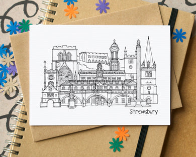 Shrewsbury Skyline Landmarks Greetings Card