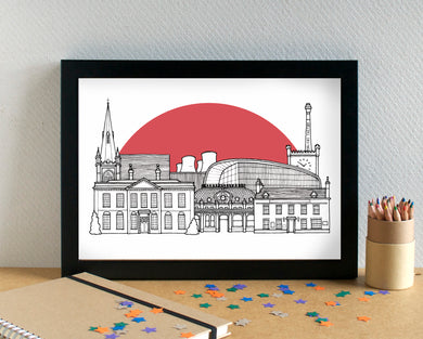 Slough Skyline Landmarks Art Print - can be personalised - unframed