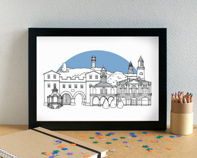 South Shields Skyline Landmarks Art Print - can be personalised - unframed