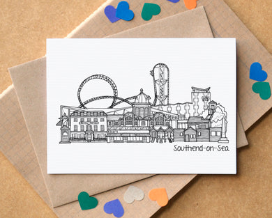 Southend-on-Sea Skyline Landmarks Greetings Card